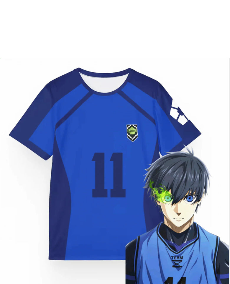 Anime Blue Lock Mavi 11 İsagi Unisex Forma Unisex T-shirt
