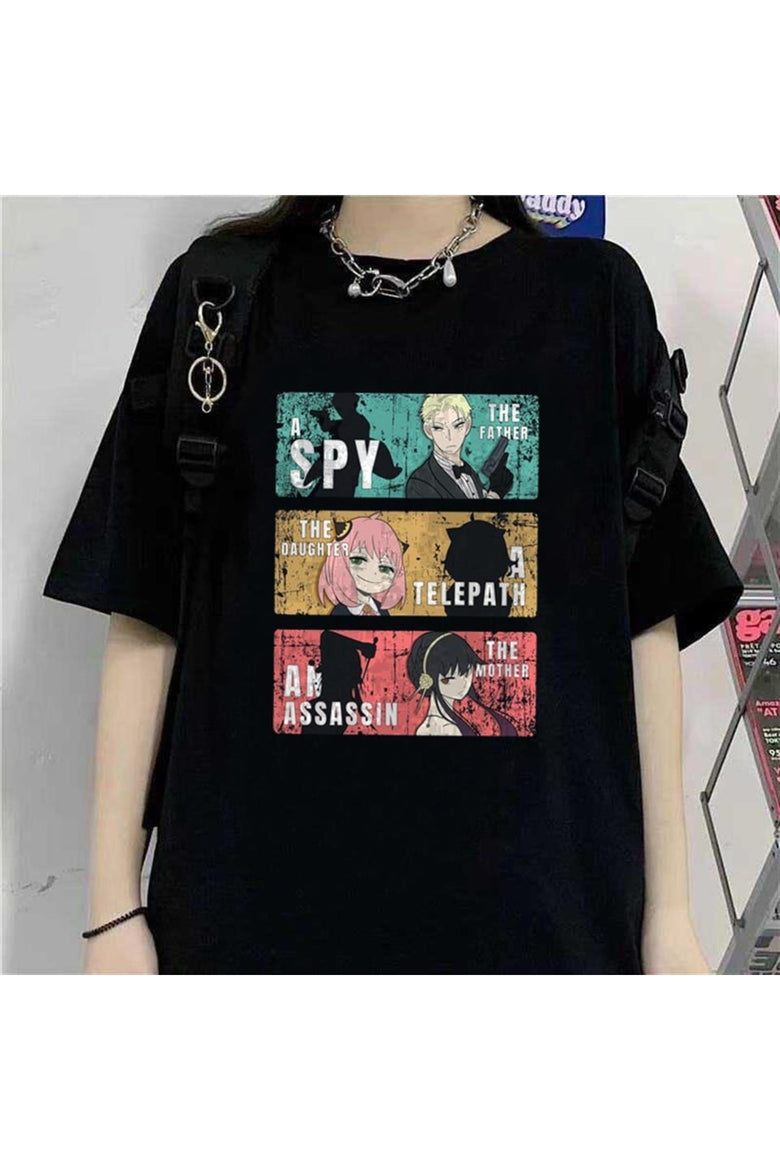 Satu Moda & Triple Anime Kolaj Siyah Unisex Oversize T-shirt