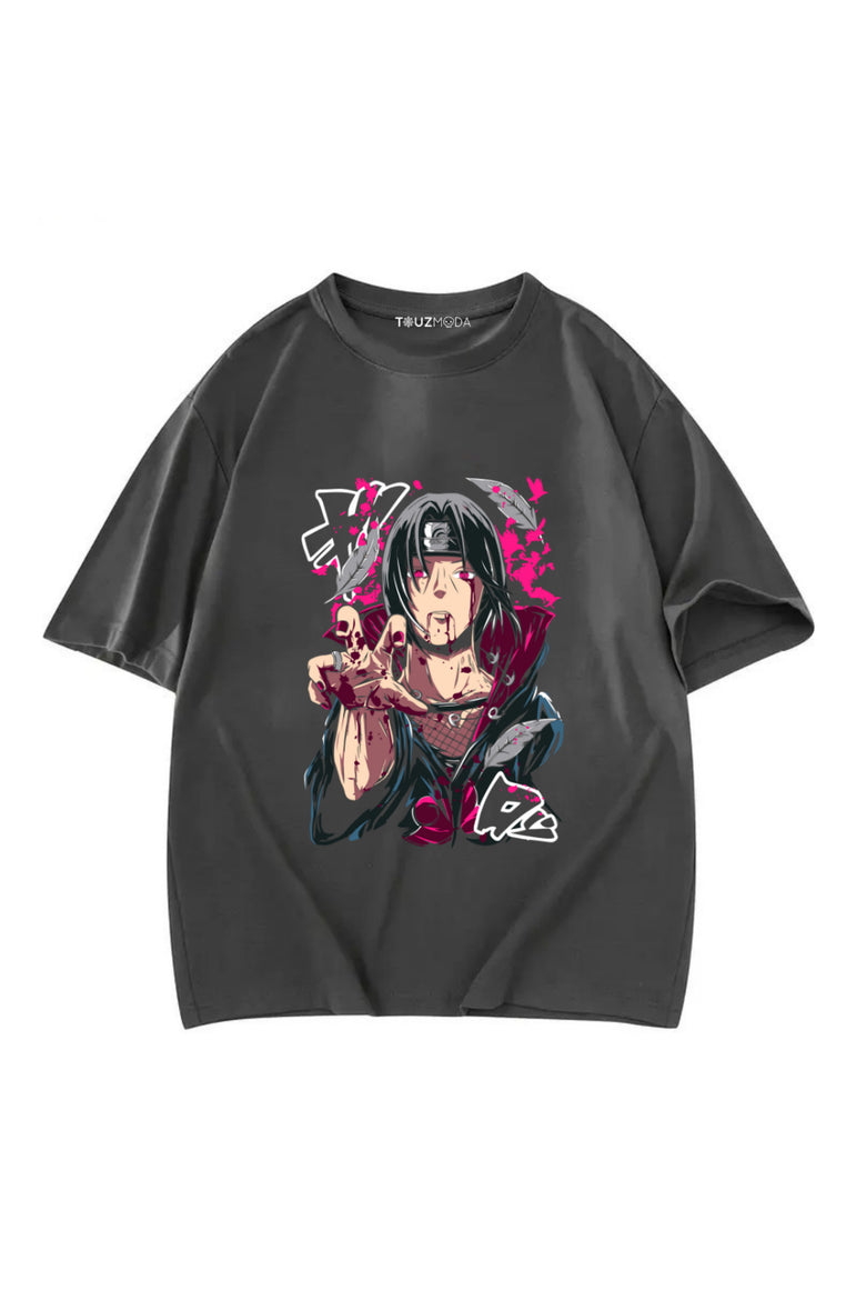 Anime Naruto itachi Uchiha Baskılı Unisex Oversize T-Shirt