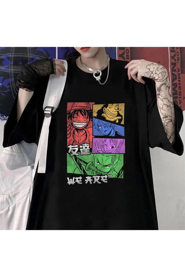 My Vısıon One Piece Siyah Unisex Oversize T-shirt