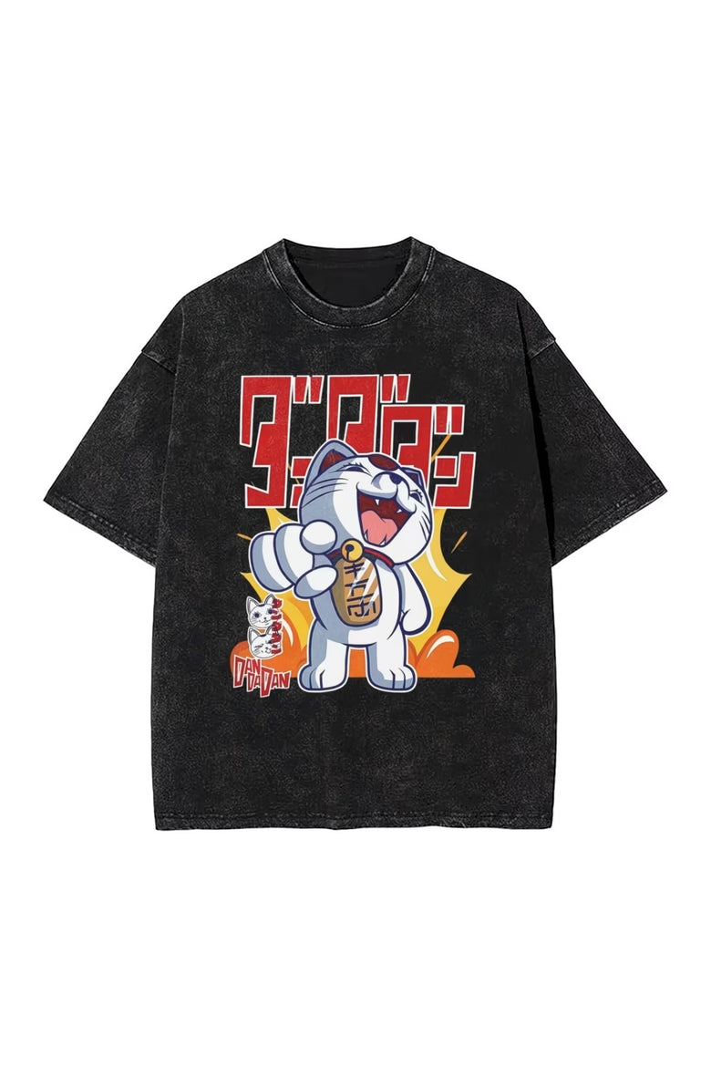 Anime DanDaDan Baskılı Unisex Yıkamalı Vintage Oversize T-Shirt
