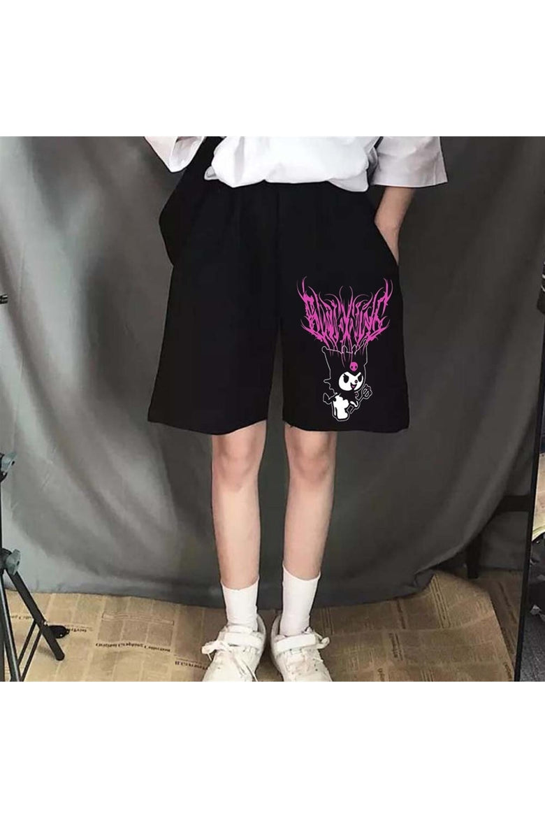 Ery Anime Harajuku Kuromi Sanrio Penye Unisex Şort