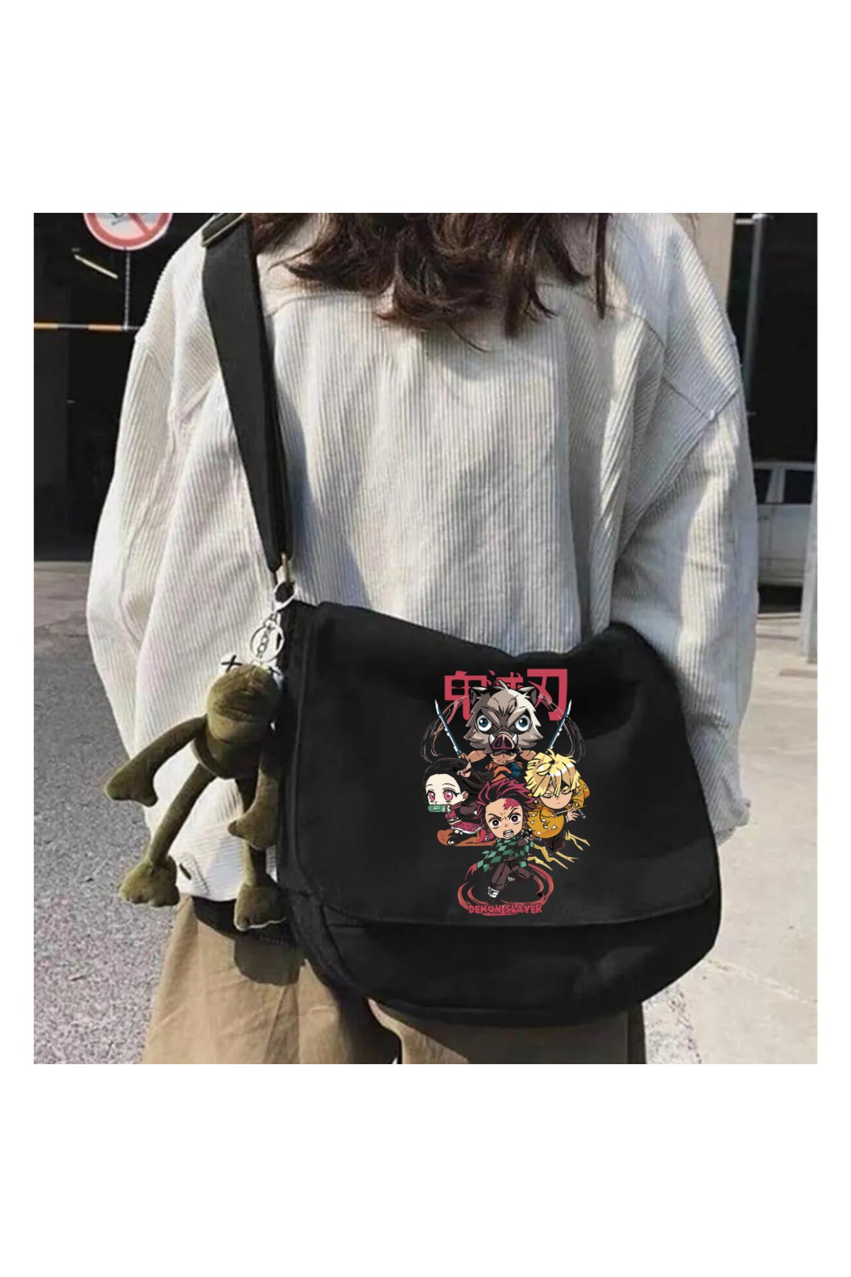 Anime Demon Slayer Siyah Postacı Çantası