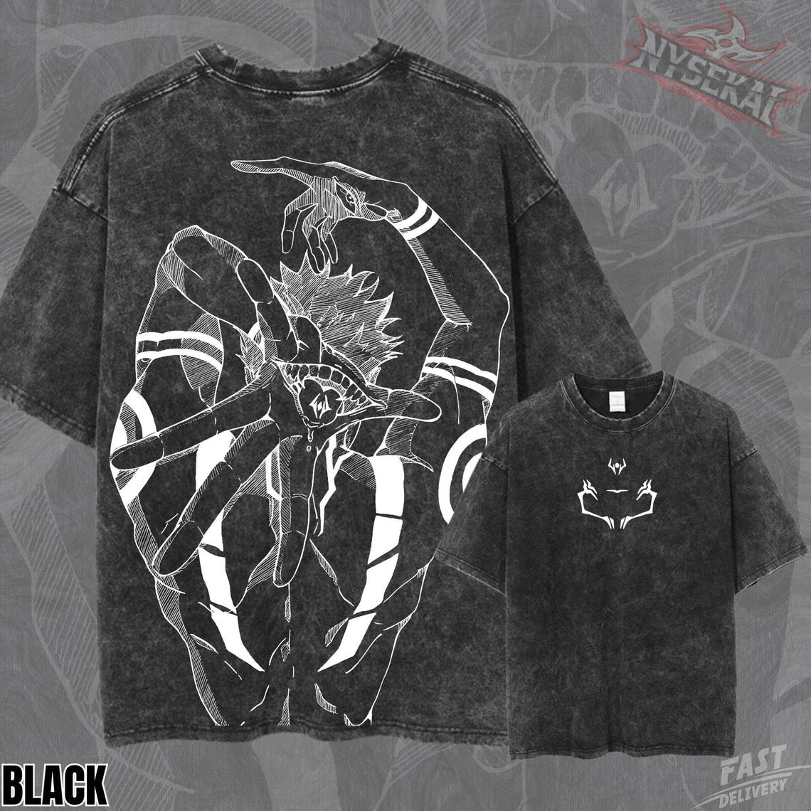 Anime Jujutsu Kaisen Temalı Oversize Unisex T-Shirt