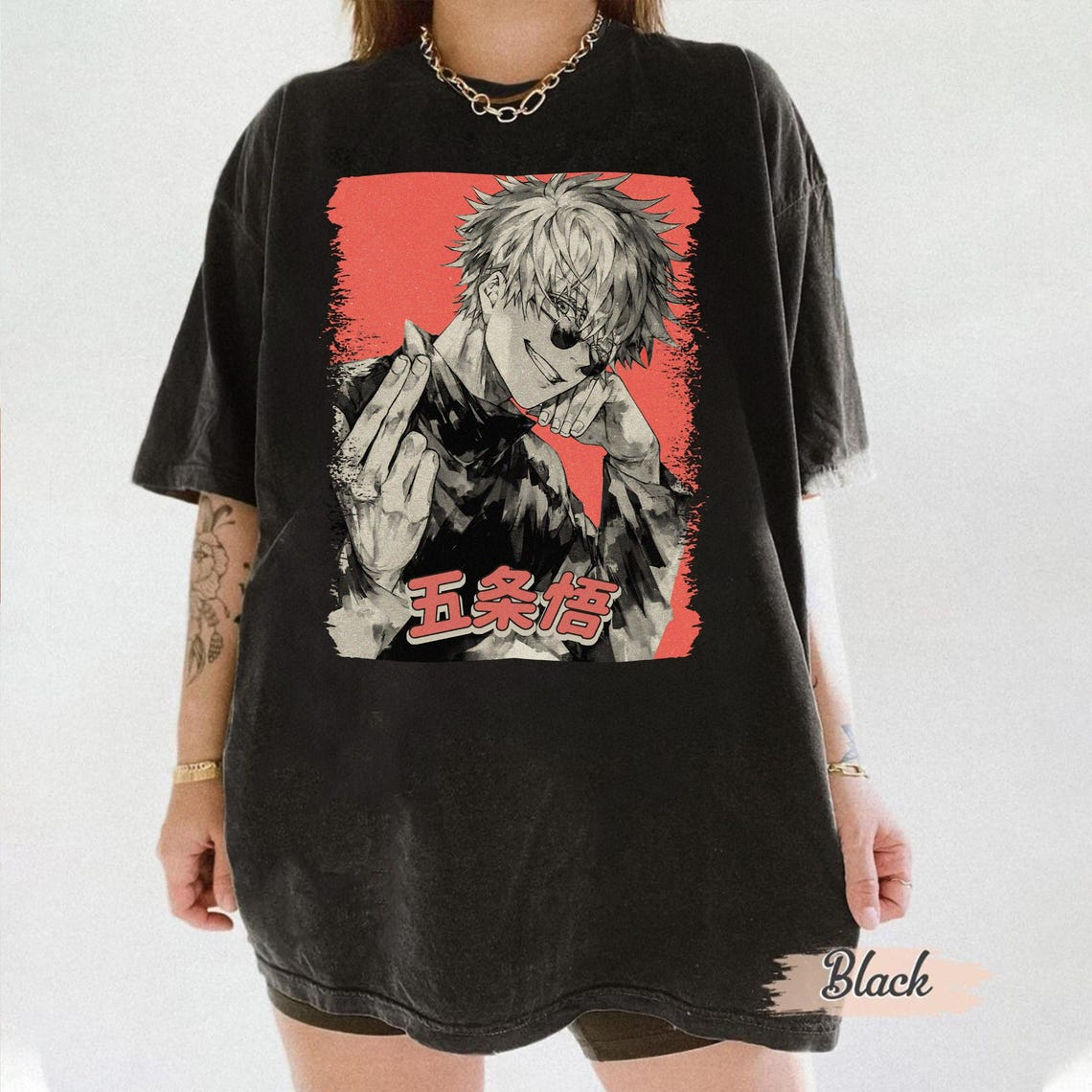 Anime Jujutsu Kaisen Temalı Oversize Unisex T-Shirt