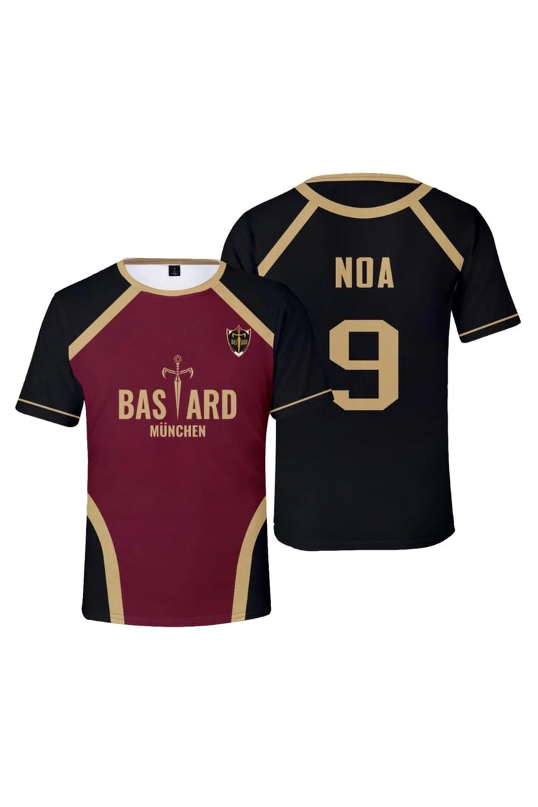Siyah Bordo Anime Blue Lock 9 NOA Forma Unisex T-shirt