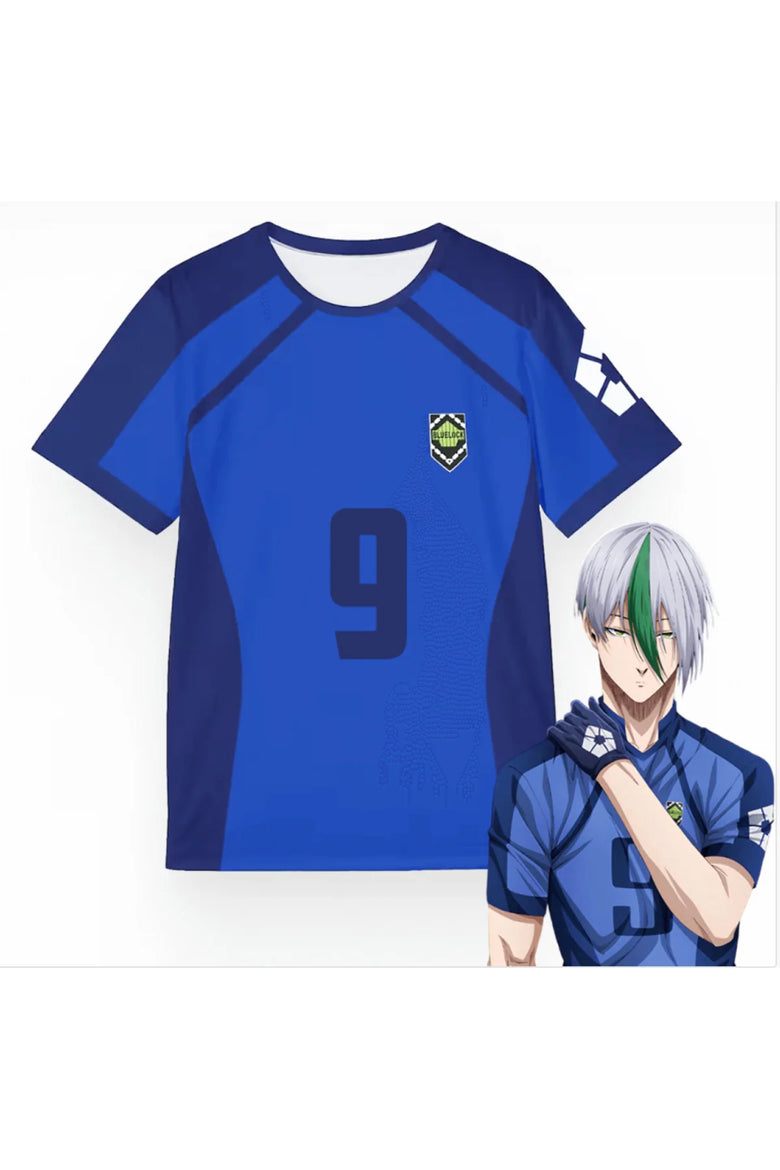 Anime Blue Lock Mavi KUNİGAMİ 9 Unisex Forma Unisex T-shirt