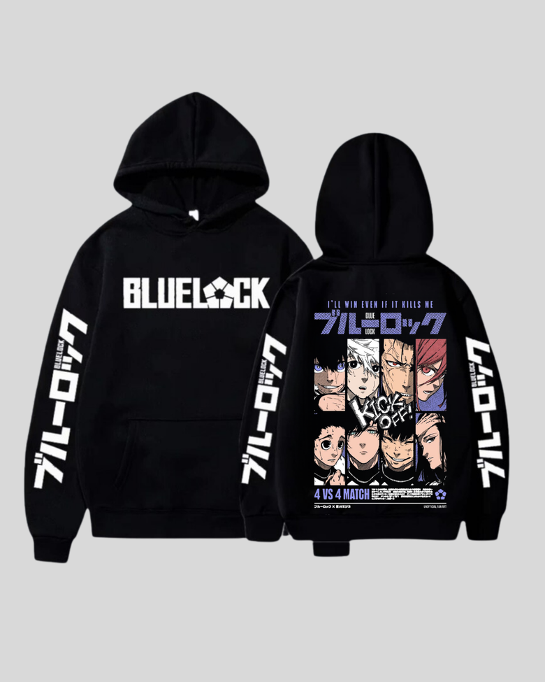 Blue Lock Baskılı Unisex Oversize Kapüşonlu Sweatshirt Hoodie