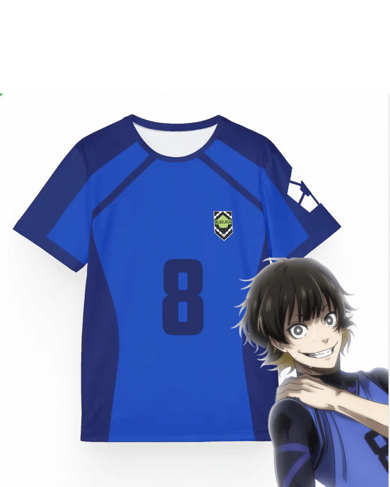 Anime Blue Lock Mavi 8 Bachira Unisex Forma Unisex T-shirt