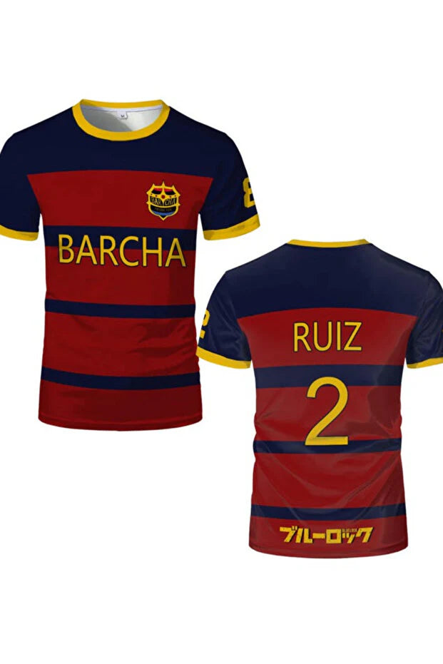 Anime Blue Lock Barcha 2 RUIZ T Shirt Soccer Jersey