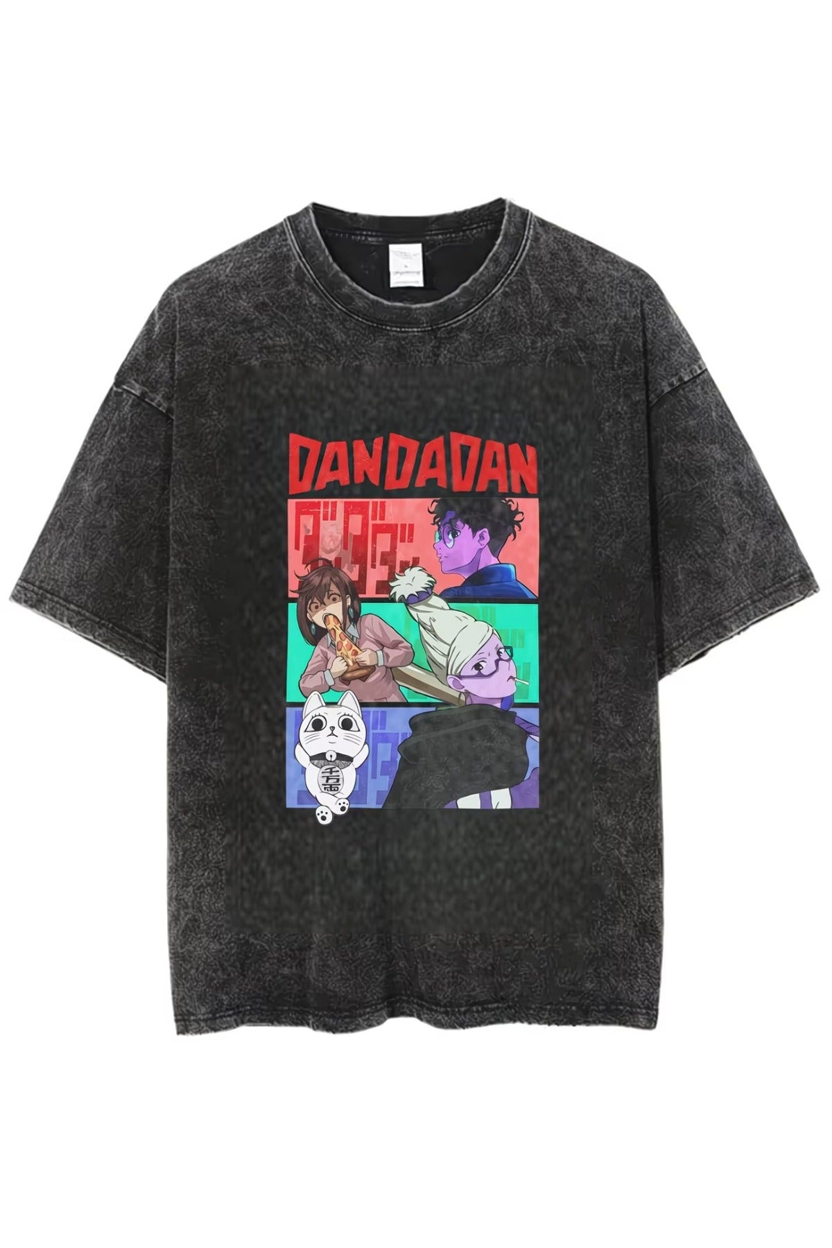 Anime Dan da dan Baskılı Unisex Yıkamalı Vintage Oversize T-Shirt