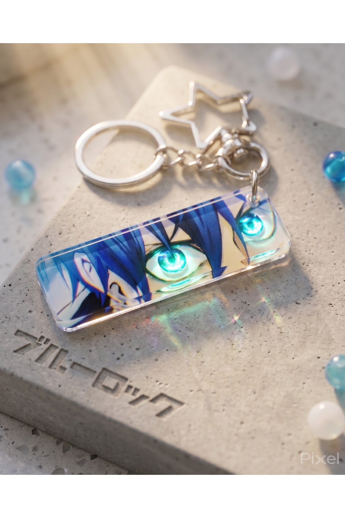 Anime Blue Lock Yoichi Isagi Güneşte Gözleri Parlayan Anahtarlık