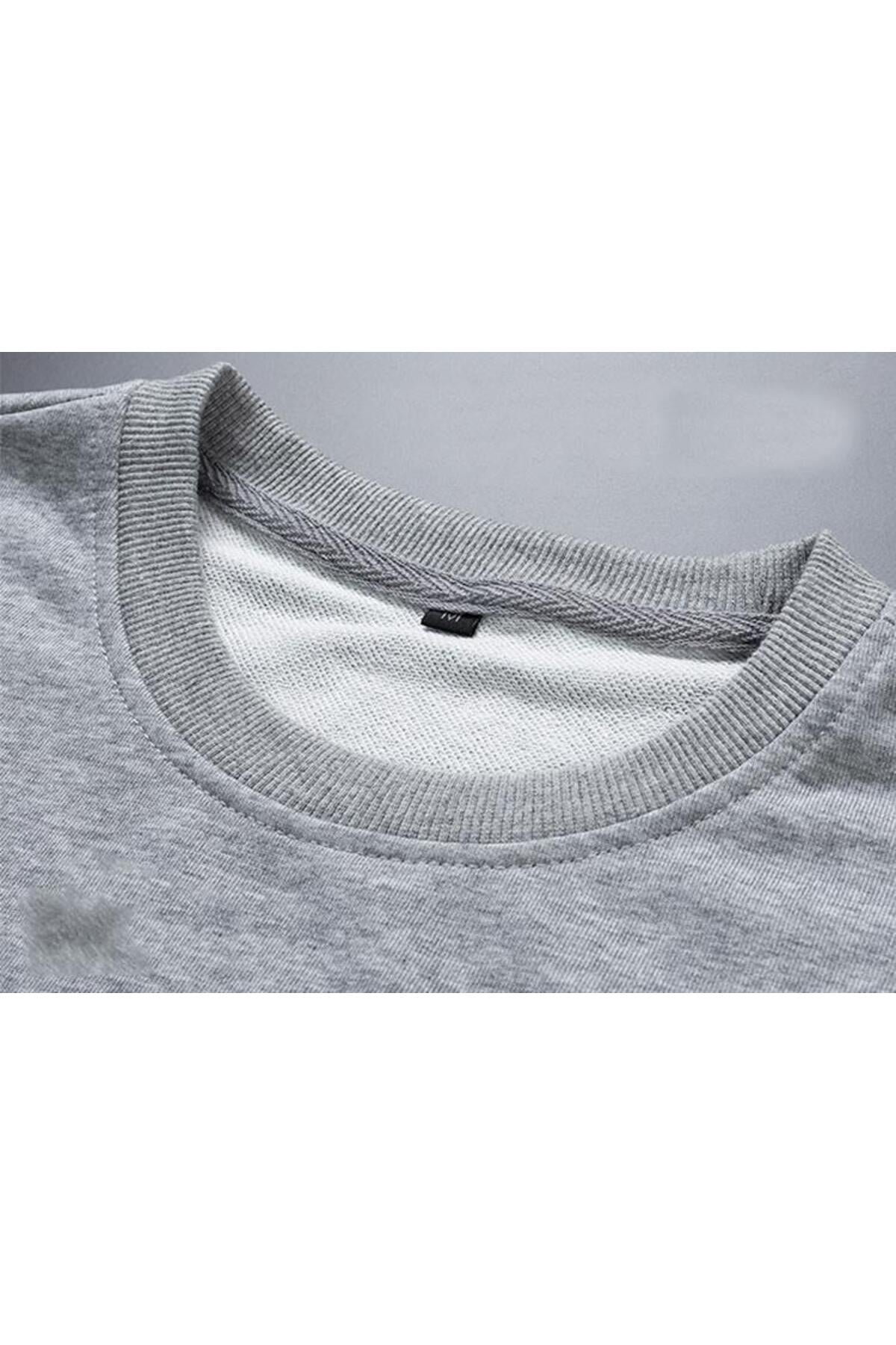 One Piece Running Baskılı Gri Unisex Oversize Bisiklet Yaka Sweatshirt
