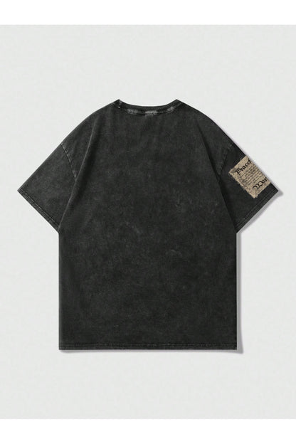 Vintage Anime Acid-Washed Yıkamalı Oversize T-Shirt