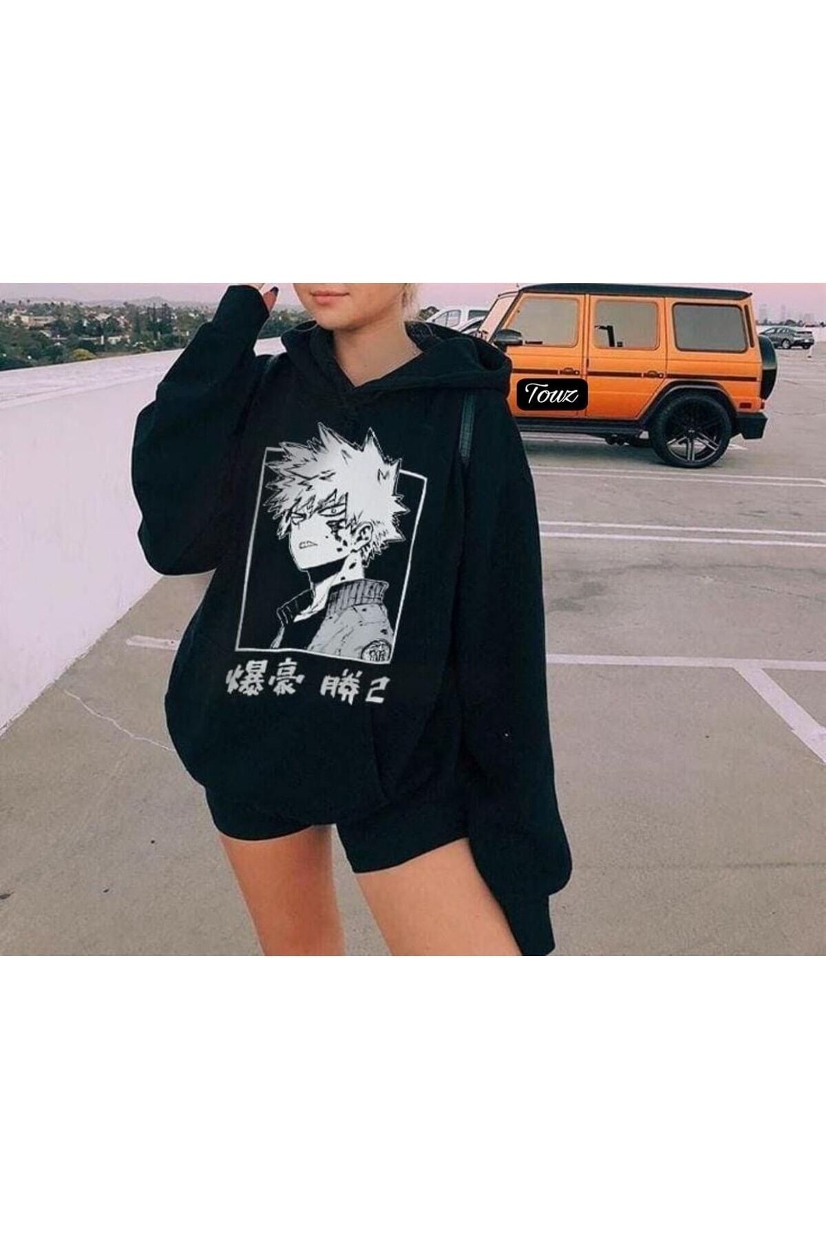 Anime My Hero Academia Bakugou Unisex Kapşunlu Sweetshirt