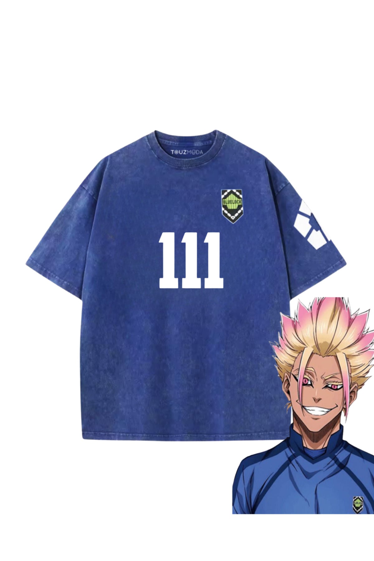 Blue Lock Mavi Anime Unisex Oversize Eskitme T-shirt