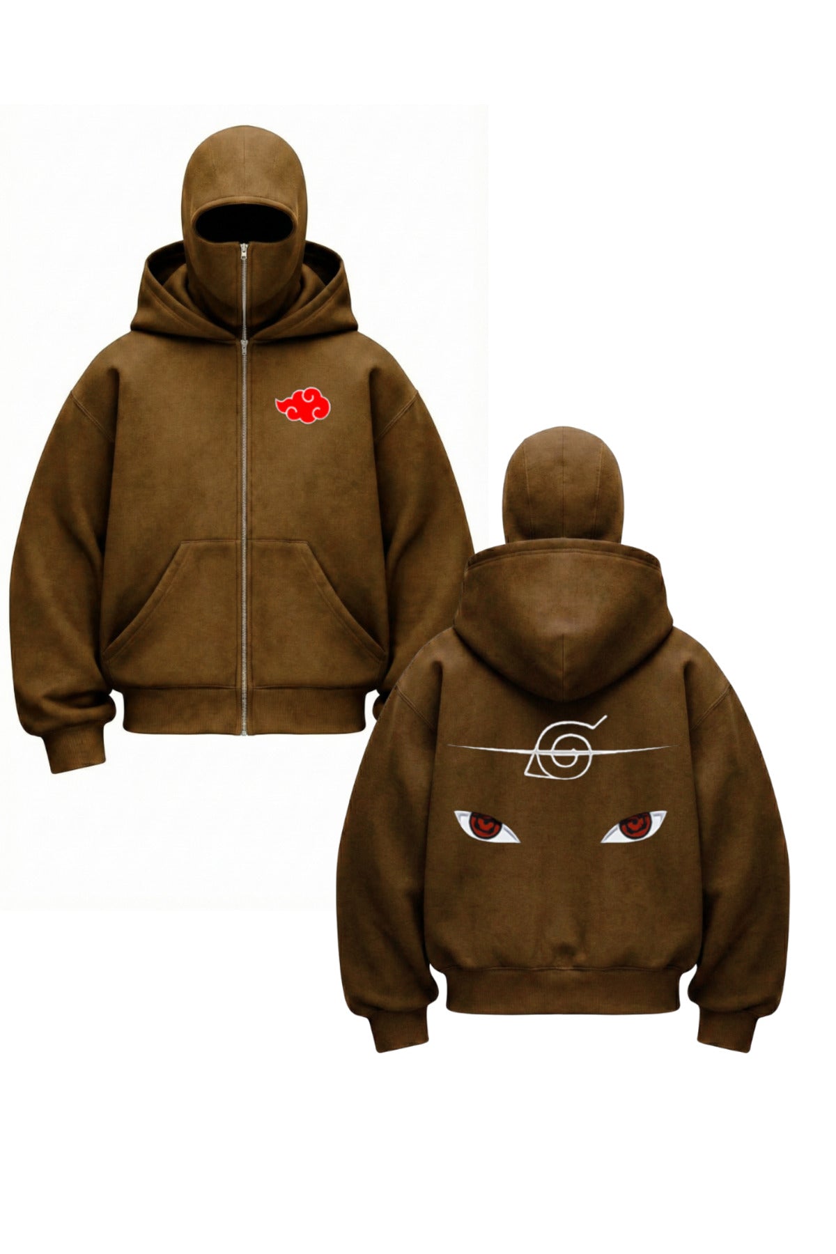 Kar Maskeli Balaclava Anime Naruto Series Baskılı Ninja Hoodie Sweatshirt