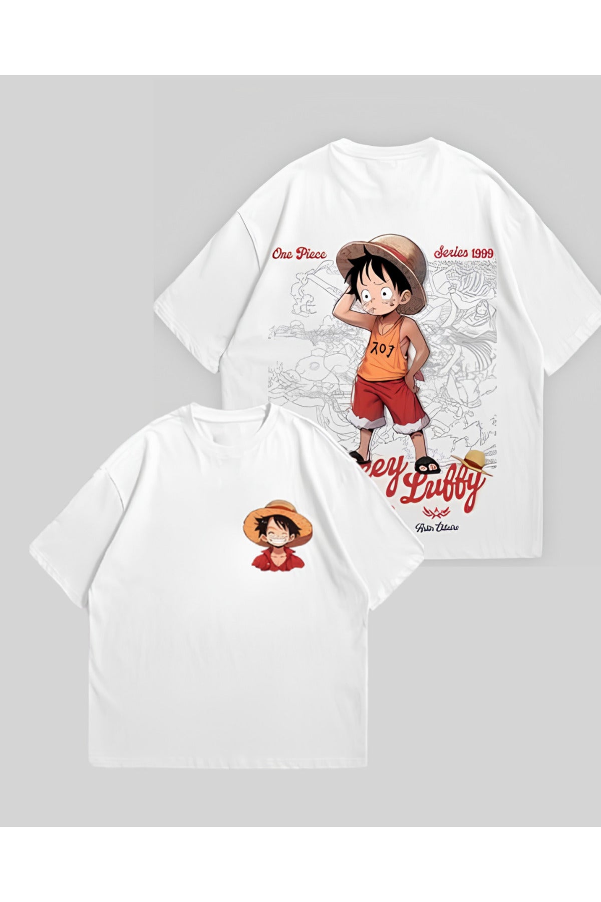 Anime One Piece Baskılı Unisex Oversize T-Shirt