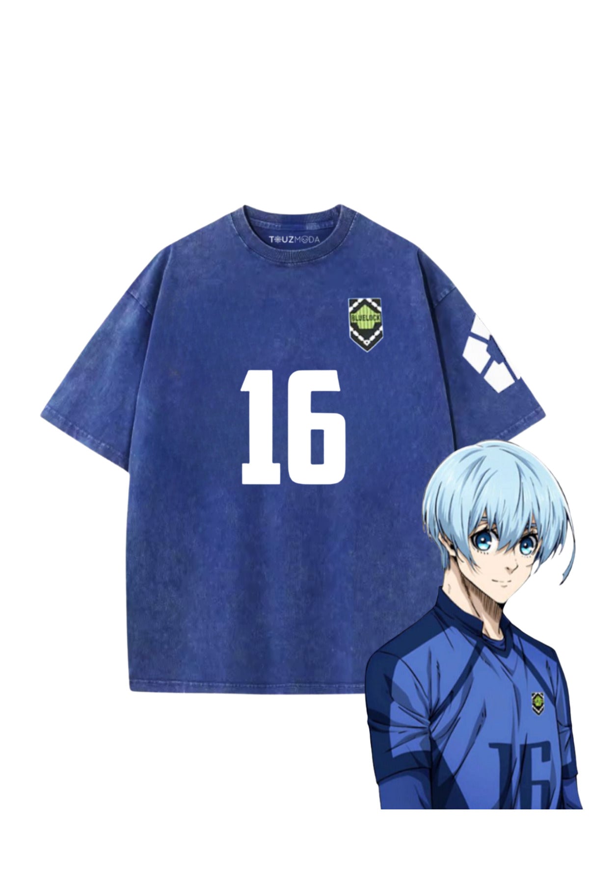 Blue Lock Mavi Anime Unisex Oversize Eskitme T-shirt