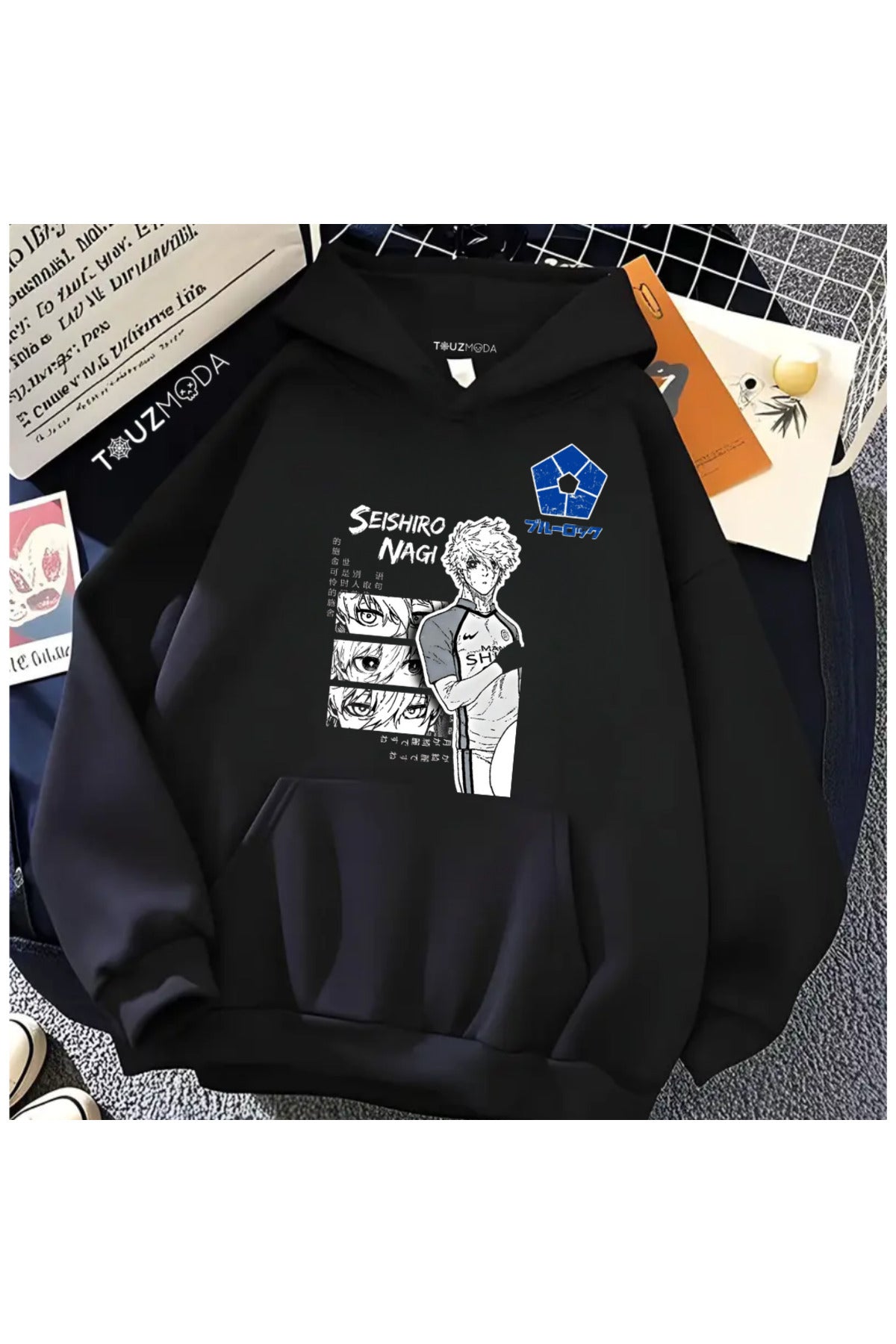 Blue Lock Baskılı Unisex Oversize Kapüşonlu Sweatshirt Hoodie