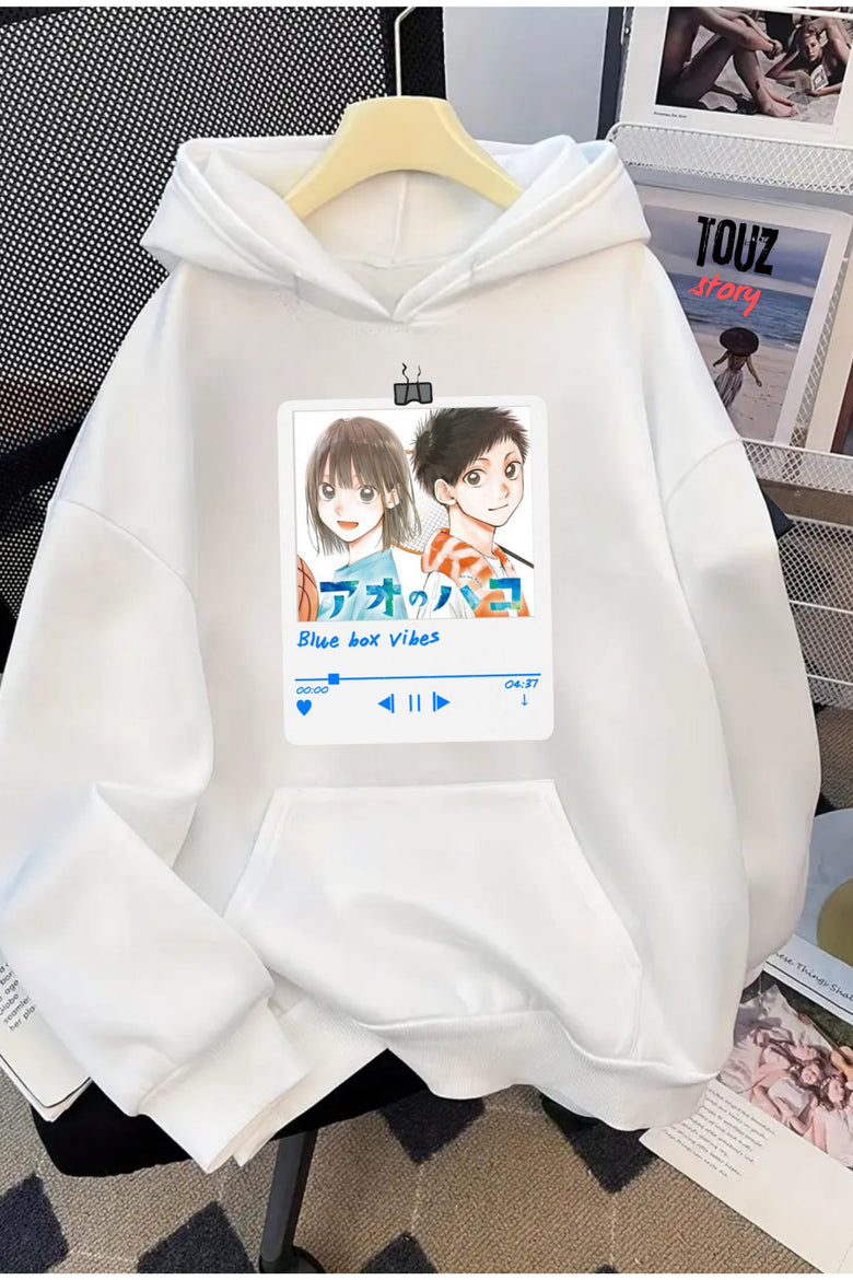 Anime Blue Box Baskılı Unisex Oversize Kapüşonlu Sweatshirt Hoodie