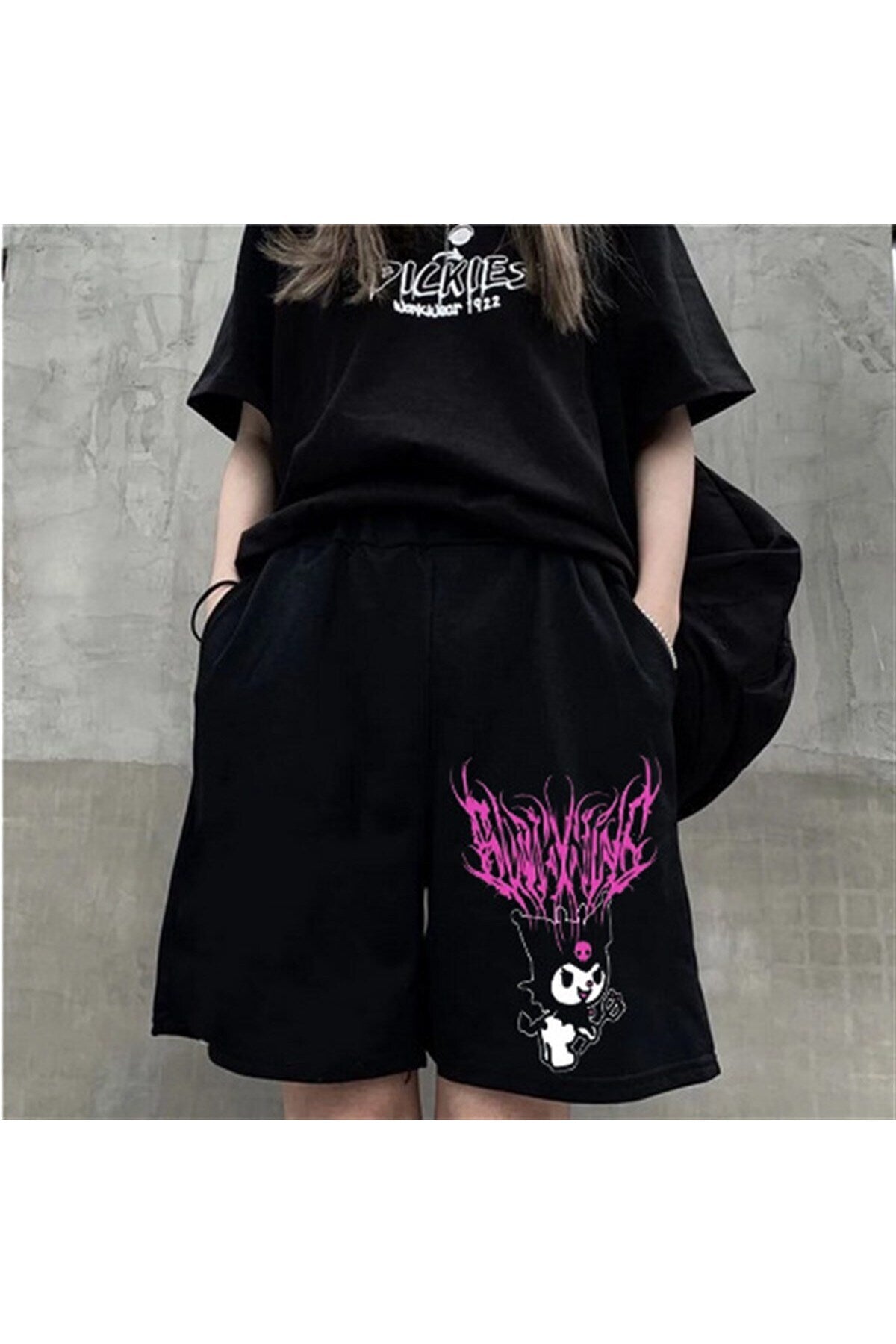 Peak&life Touz Anime Harajuku Kuromi Sanrio Penye Unisex Şort