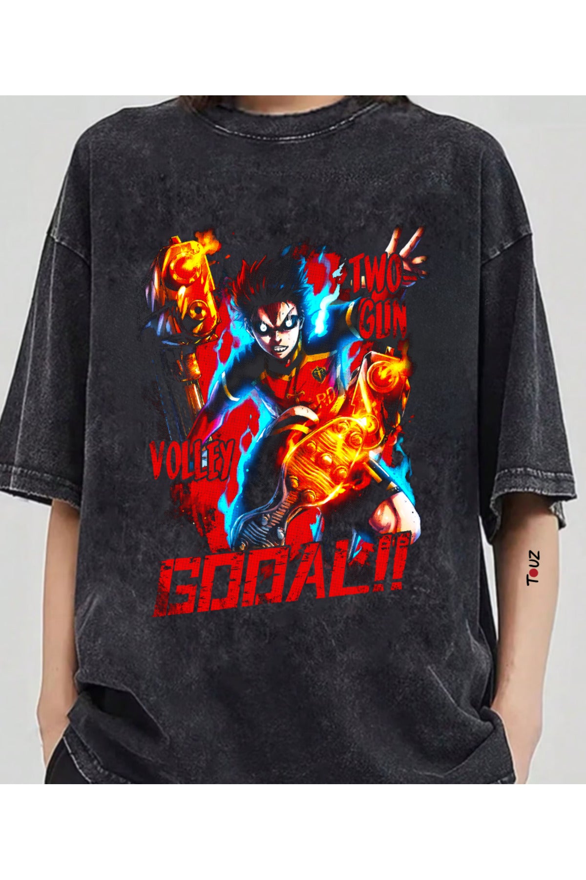 Anime Bluelock Two Gun Volley Baskılı Unisex Oversize T-Shirt