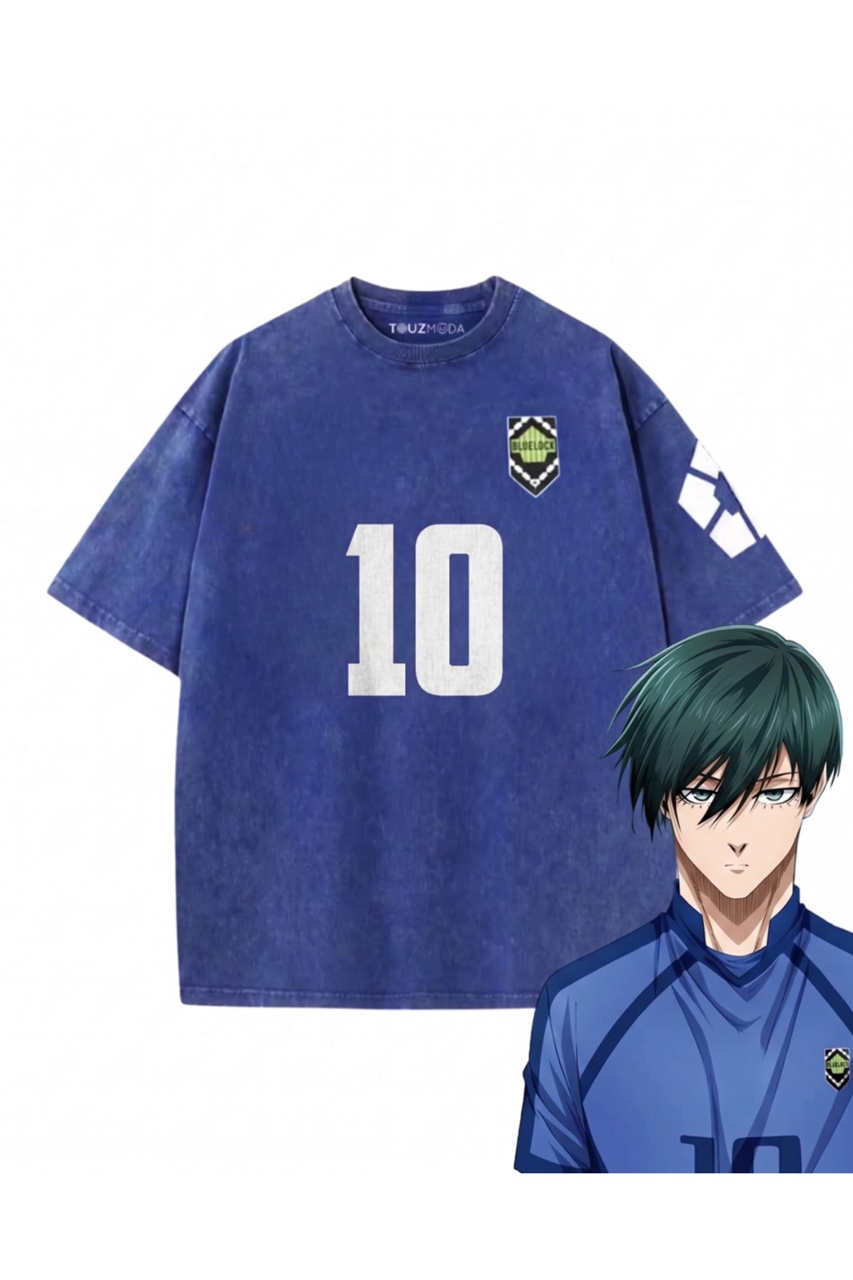 Blue Lock Mavi Anime Unisex Oversize Eskitme T-shirt