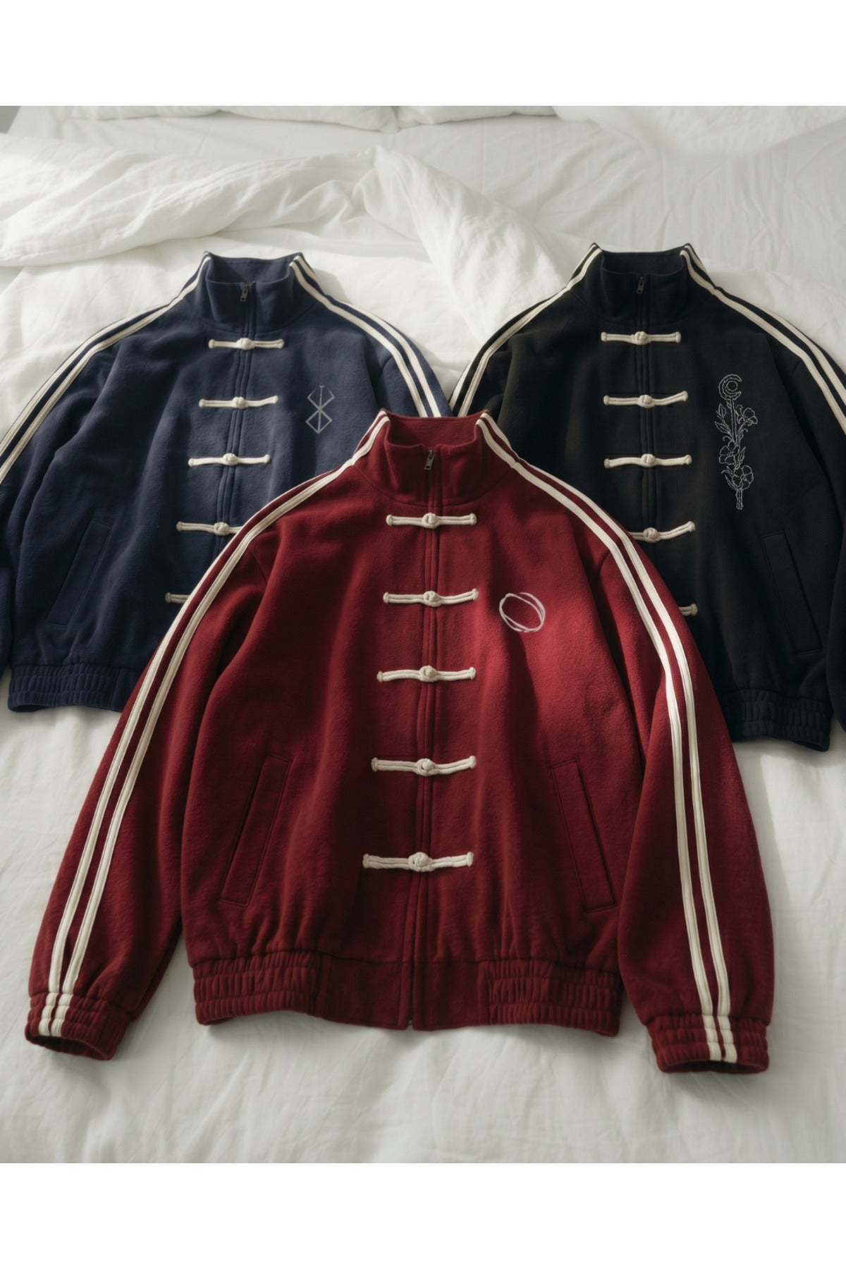 Jujutsu Kaisen Çift Çizgili Baskılı Oversize China Unisex Ceket