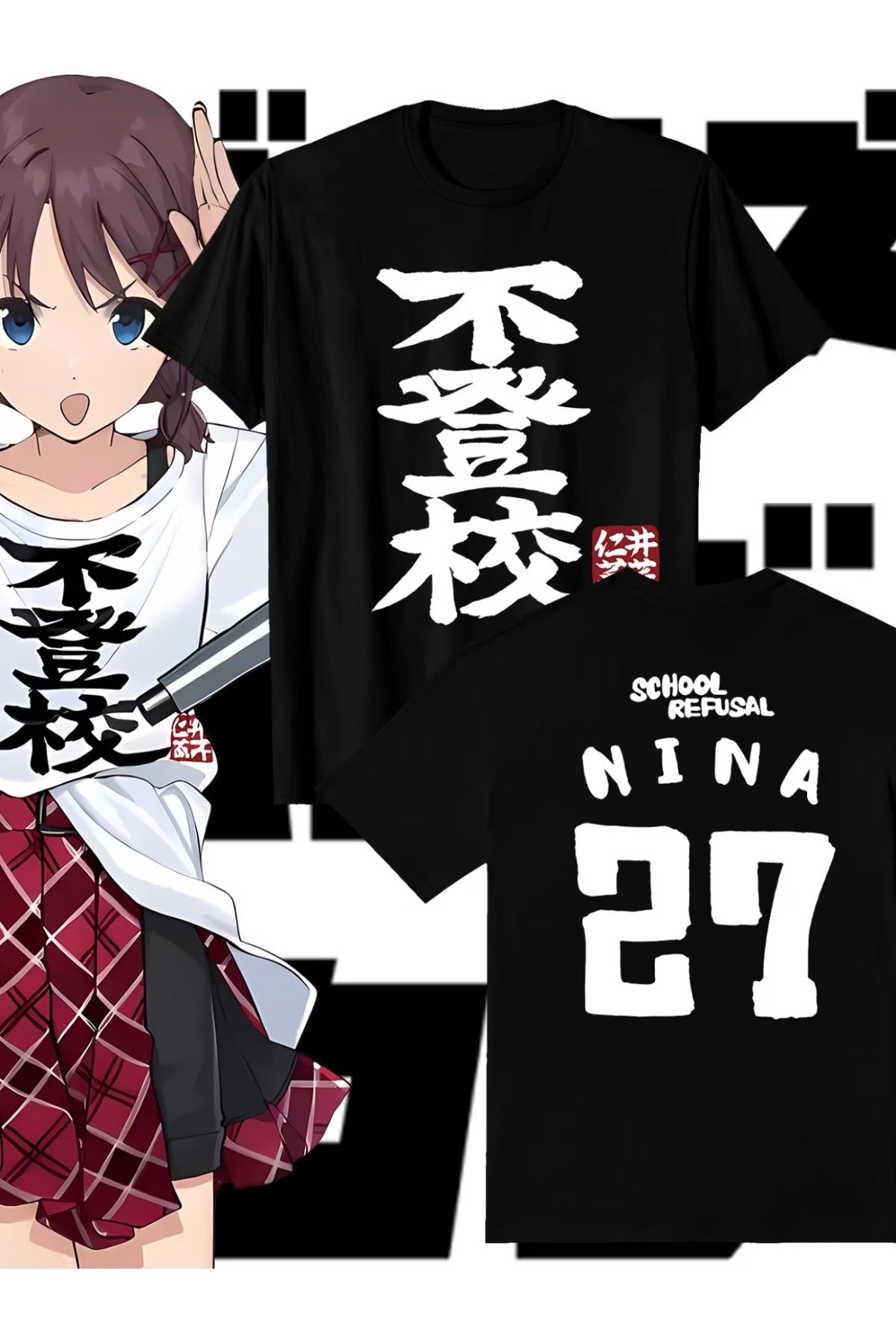 Anime Girls Band Cry Baskılı Unisex Oversize T-Shirt