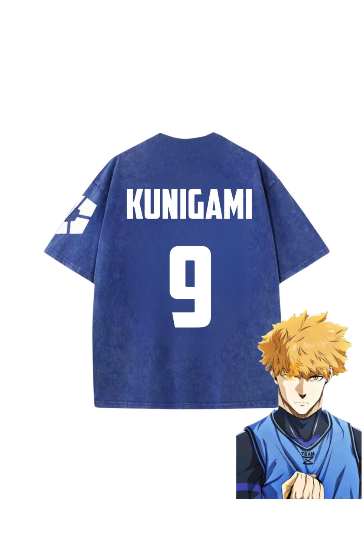 Blue Lock Mavi Anime Unisex Oversize Eskitme T-shirt