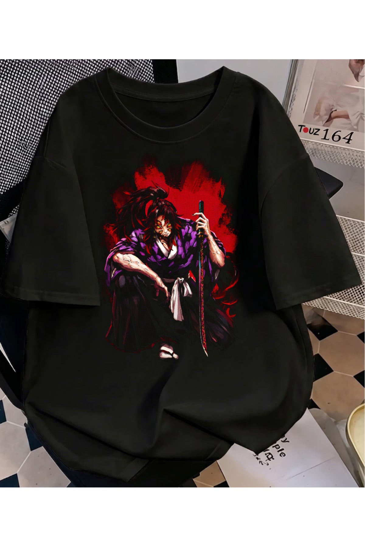Anime Demon Slayer Kokushibo Baskılı Unisex Oversize T-Shirt