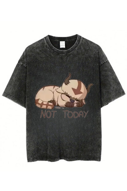 Anime Avatar Baskılı Unisex Yıkamalı Vintage Oversize T-Shirt