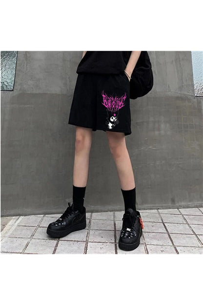 Peak&life Touz Anime Harajuku Kuromi Sanrio Penye Unisex Şort