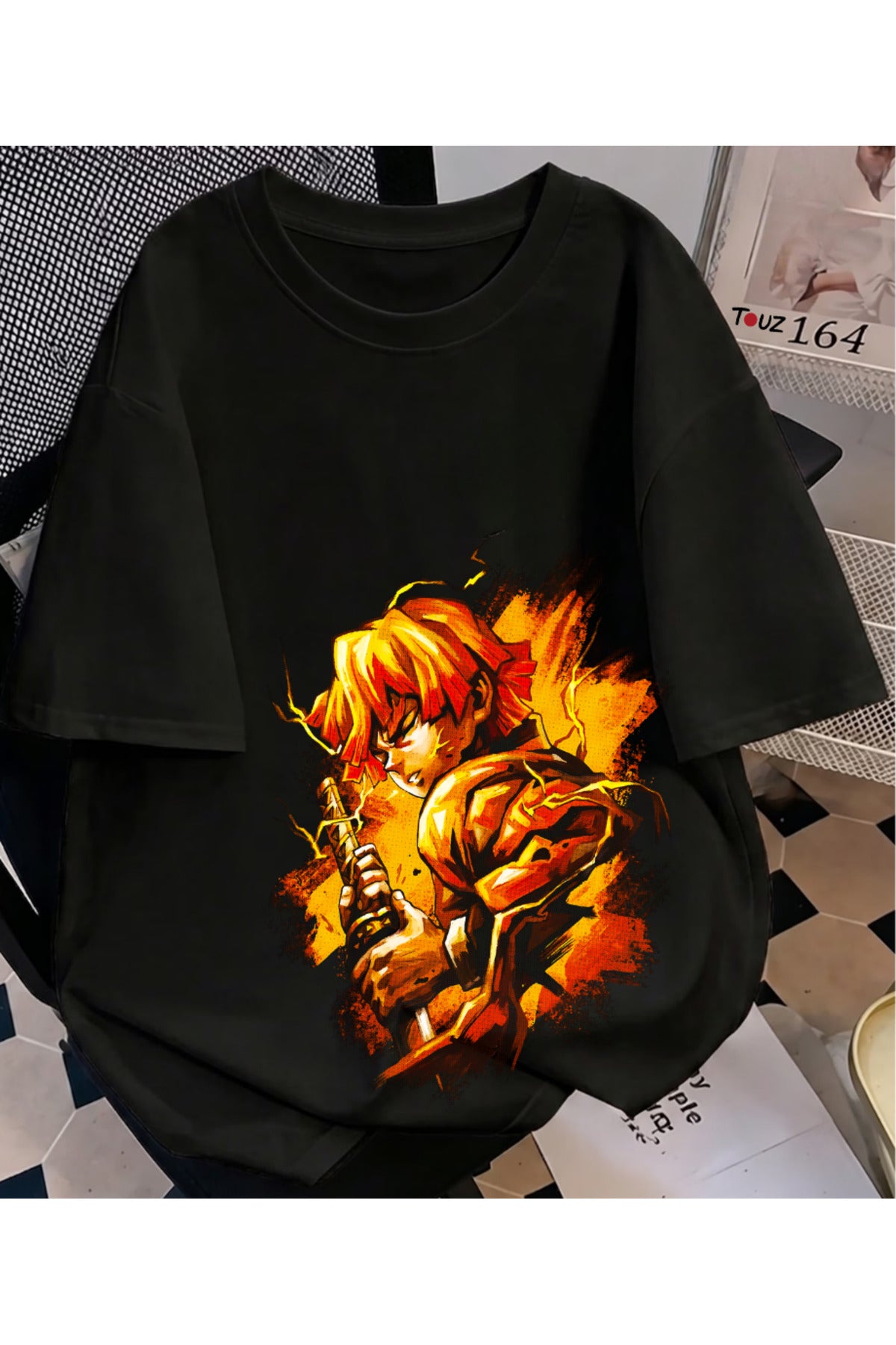 Anime Demon Slayer Zenitsu Baskılı Unisex Oversize T-Shirt