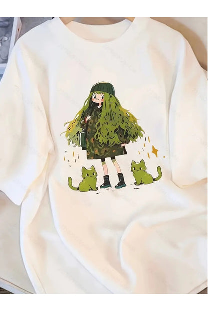 Anime Green Girl Unisex Oversize T-shirt