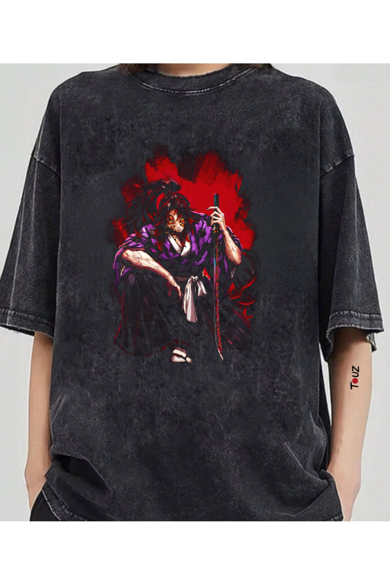 Anime Demon Slayer Kokushibo Baskılı Unisex Oversize T-Shirt