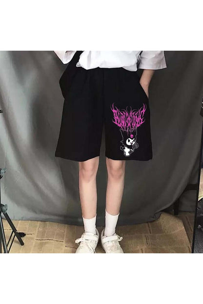 Ery Anime Harajuku Kuromi Sanrio Penye Unisex Şort