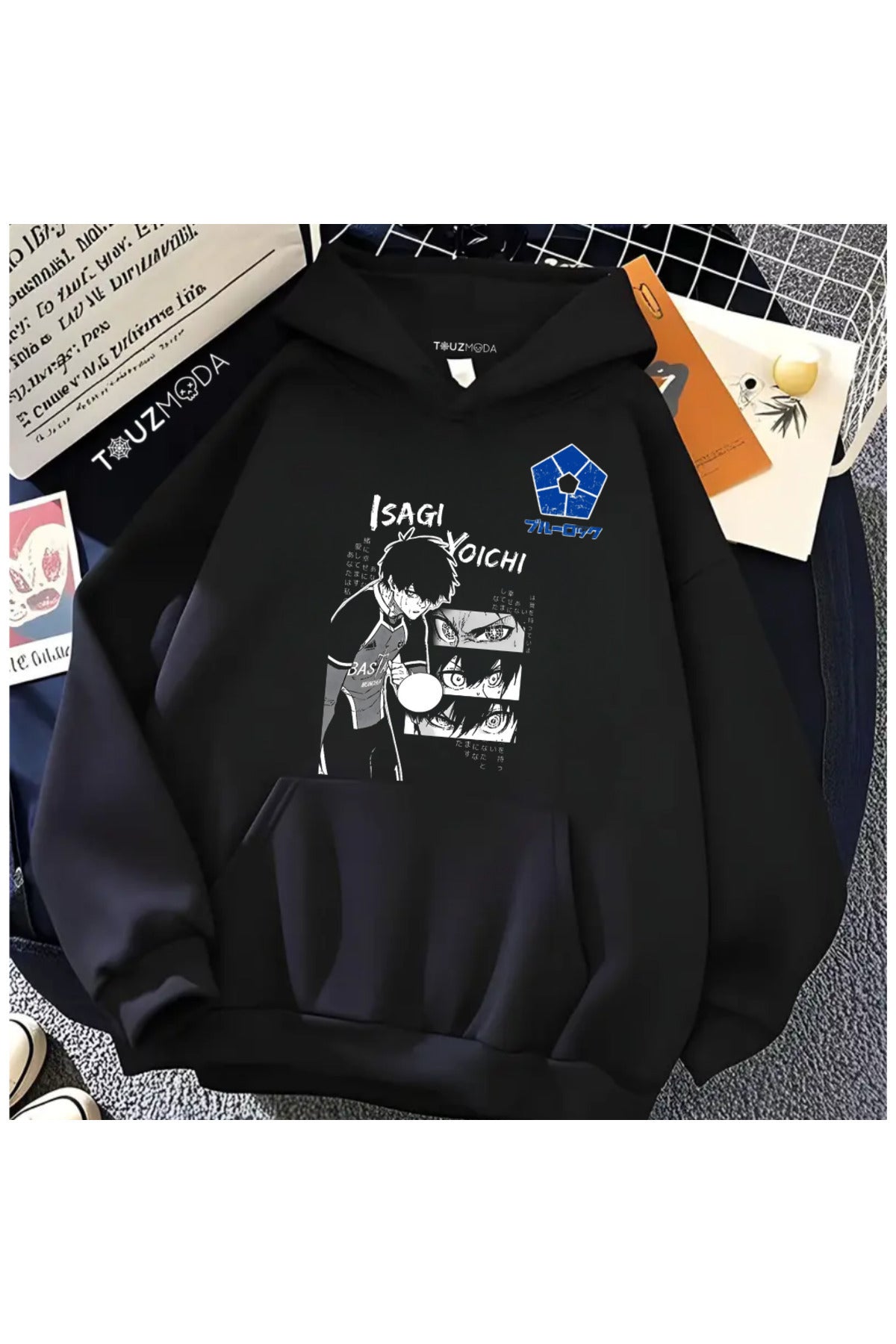 Blue Lock Baskılı Unisex Oversize Kapüşonlu Sweatshirt Hoodie