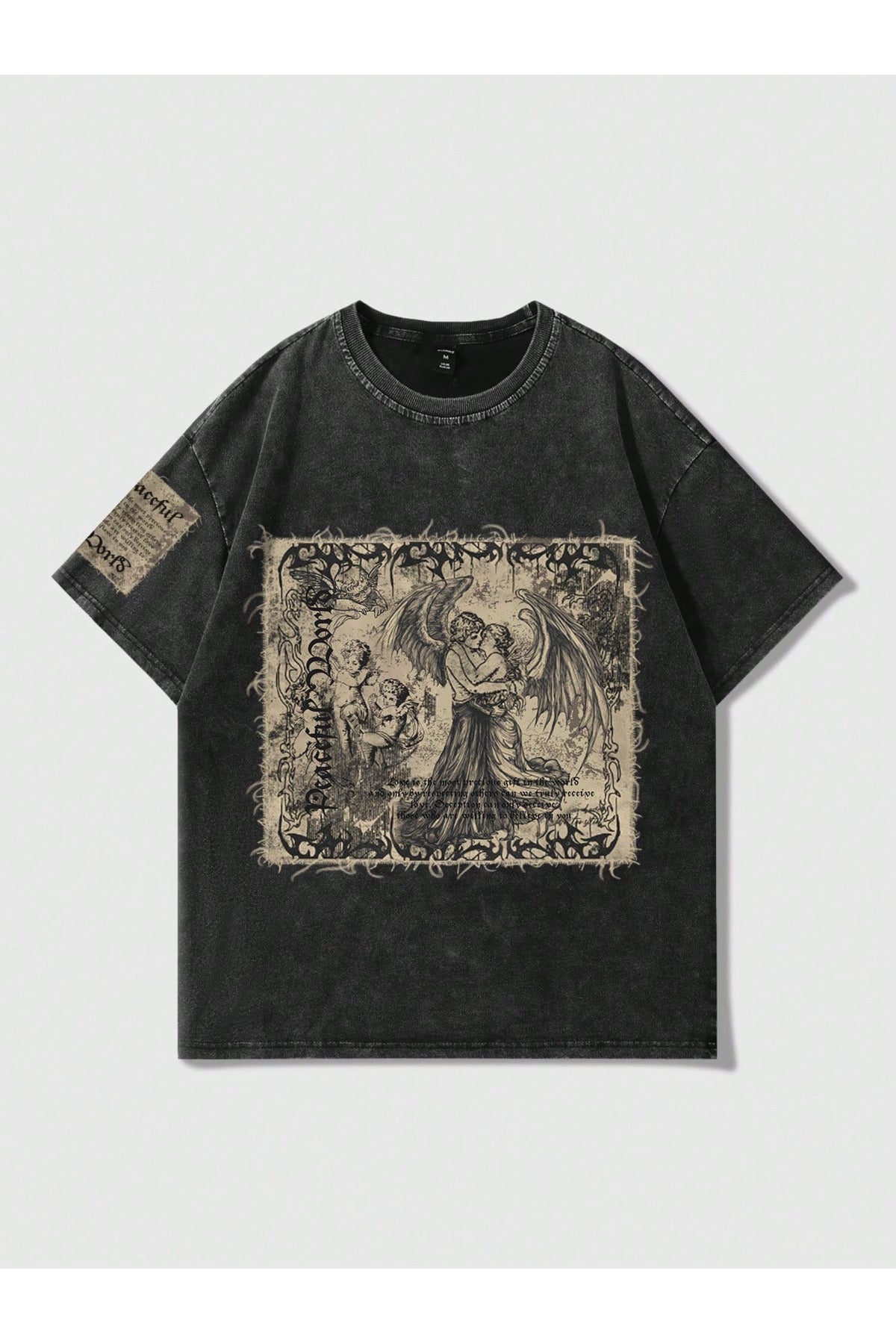 Vintage Anime Acid-Washed Yıkamalı Oversize T-Shirt