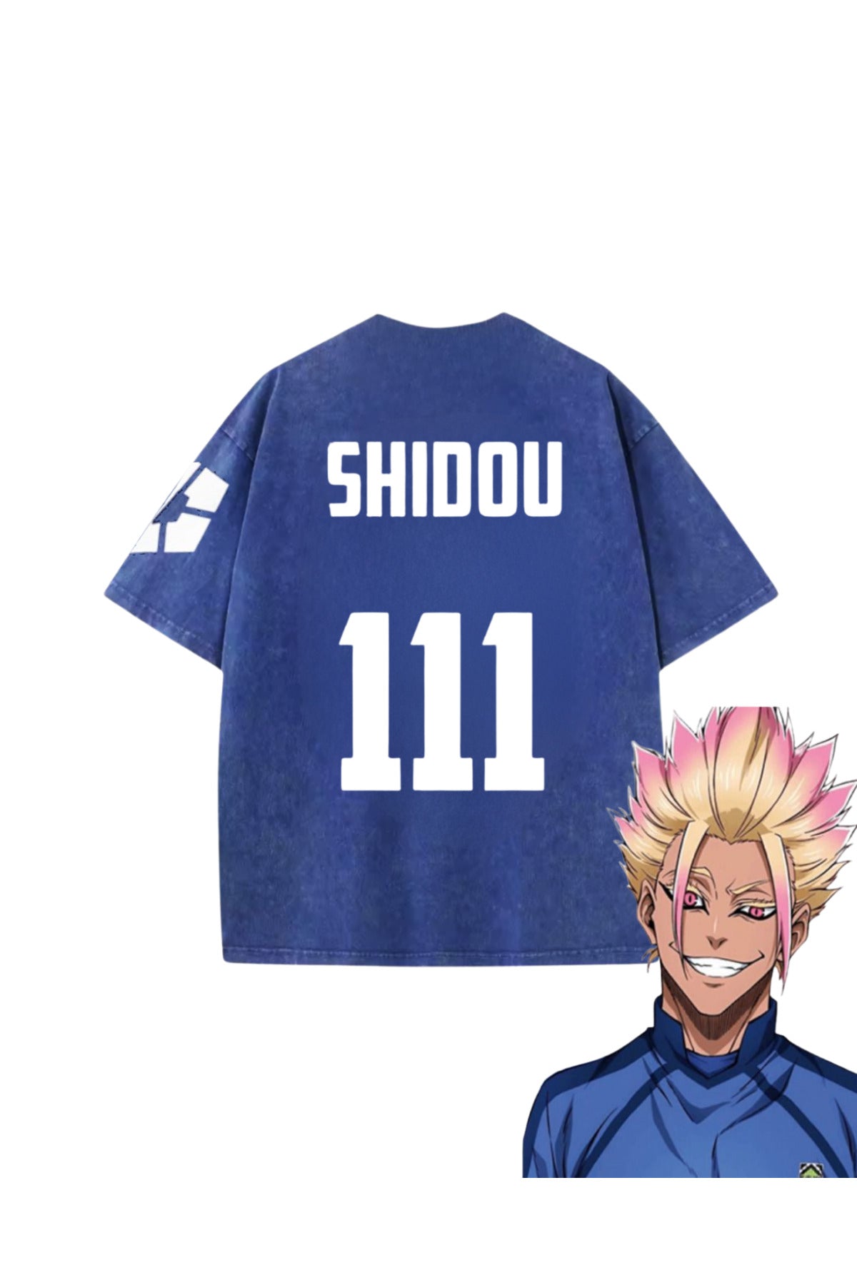 Blue Lock Mavi Anime Unisex Oversize Eskitme T-shirt