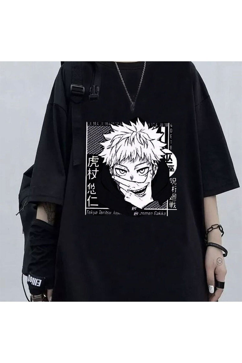 Anime Jujutsu Style Kaisen Eyes Unisex Siyah Oversize T-shirt