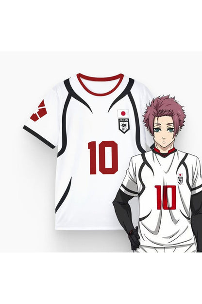 Siyah Bordo Anime Blue Lock Forma Unisex T-shirt