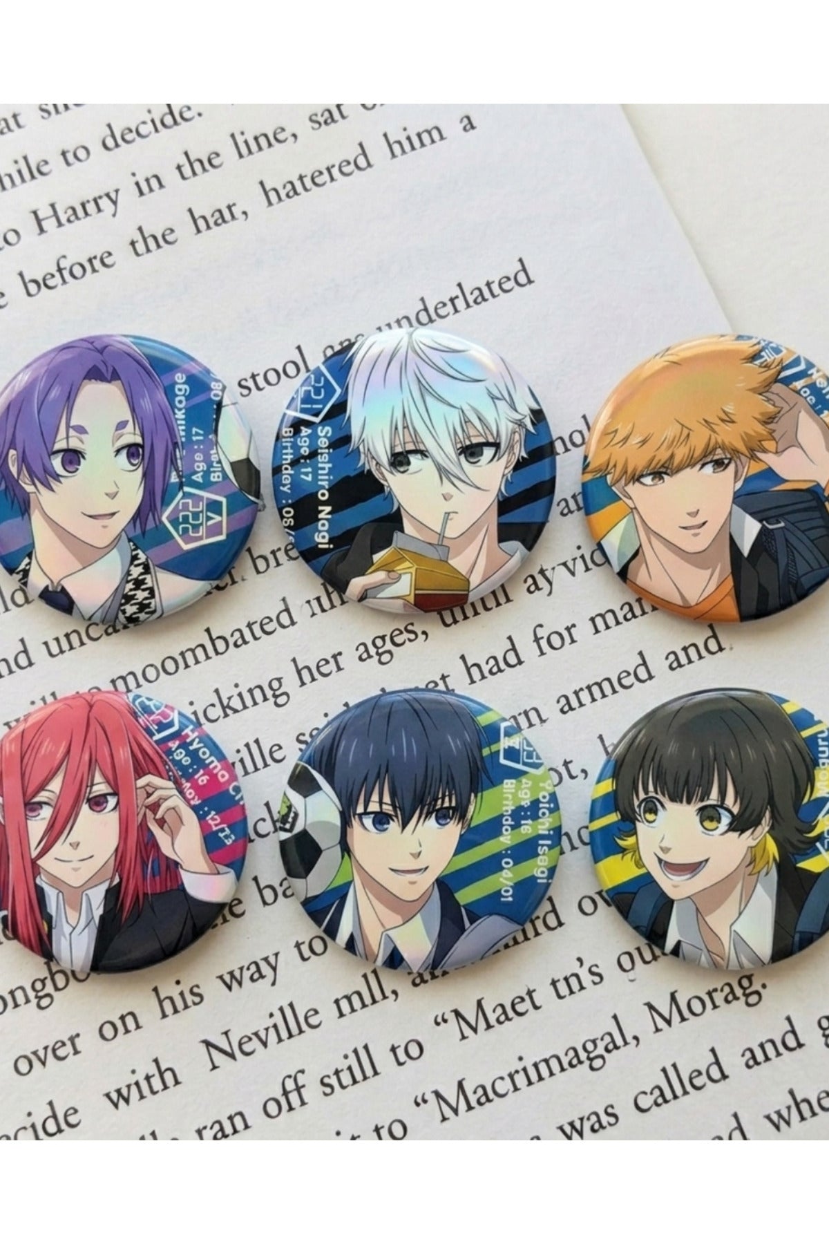 Anime BlueLock Tasarım 6'lı Rozet 70 mm PVC Kaplı Çanta Ceket Yaka Aksesuarı