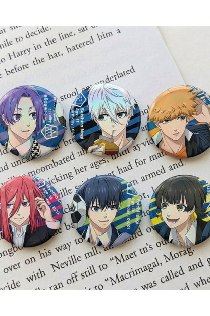Anime BlueLock Tasarım 6'lı Rozet 70 mm PVC Kaplı Çanta Ceket Yaka Aksesuarı