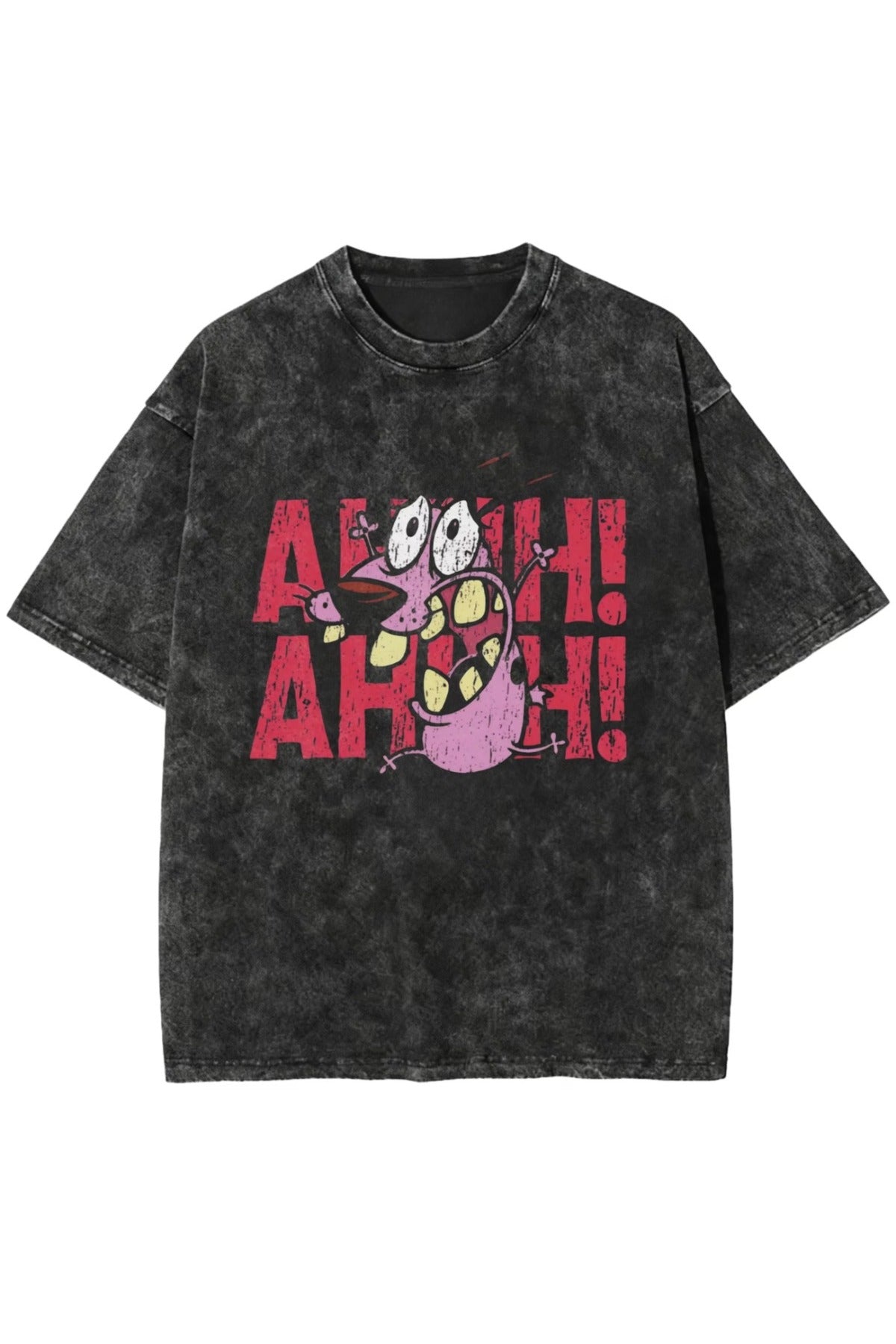 Courage the Cowardly Dog Anime Baskılı Unisex Yıkamalı Vintage Oversize T-Shirt
