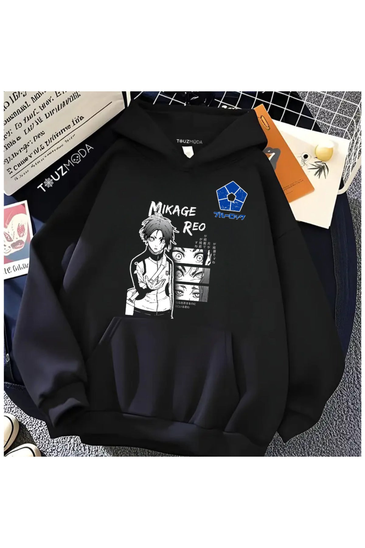 Blue Lock Baskılı Unisex Oversize Kapüşonlu Sweatshirt Hoodie