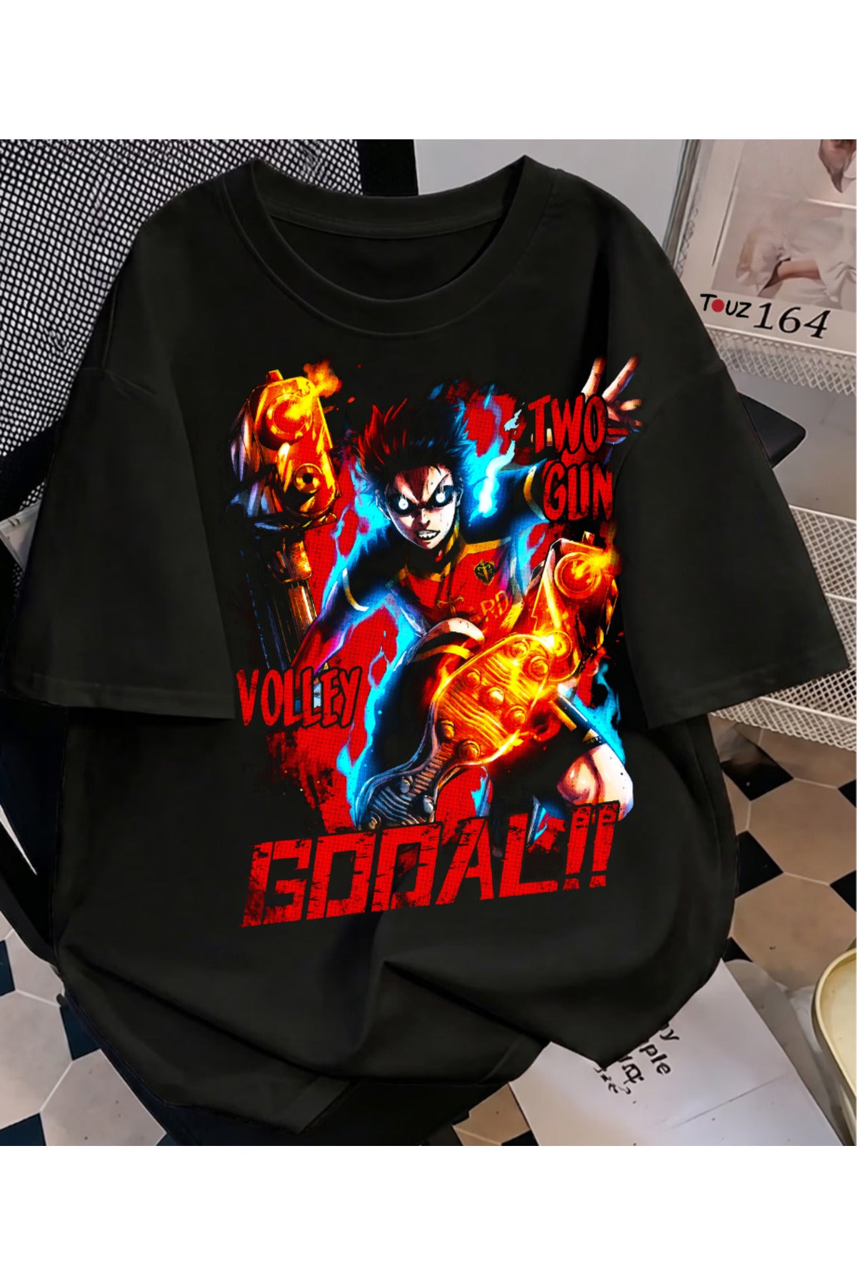 Anime Bluelock Two Gun Volley Baskılı Unisex Oversize T-Shirt