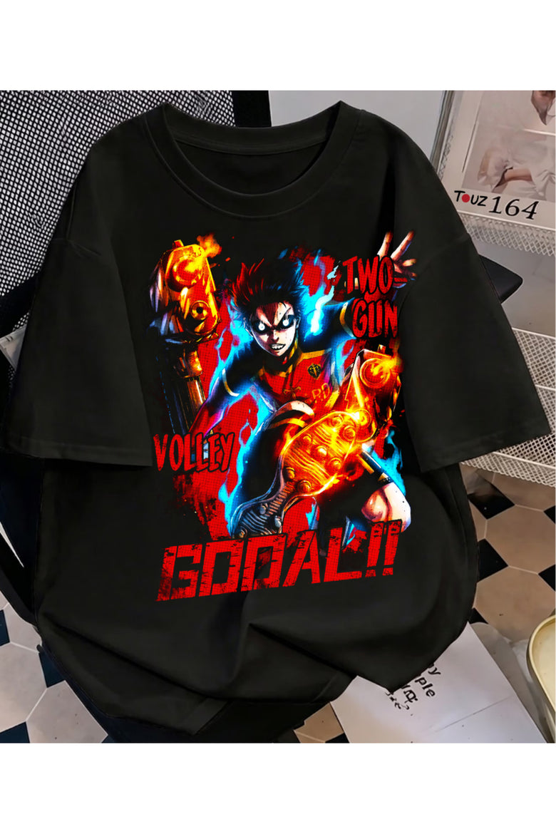 Anime Bluelock Two Gun Volley Baskılı Unisex Oversize T-Shirt