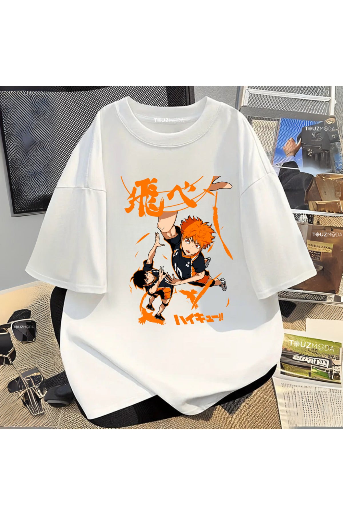 Anime Karasuno Haikyuu Baskılı Unisex Oversize  T-shirt